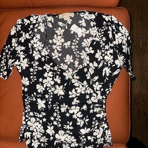 MICHAEL Michael Kors Black and White Floral Blouse